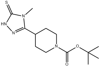 4-(5-巯基-4-甲基-4H-1,2,4-三唑-3-基)哌啶-1-羧酸叔丁酯 结构式