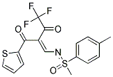 4,4,4-trifluoro-2-({[1-methyl-1-(4-methylphenyl)-1-oxo-lambda~6~-sulphanylidene]amino}methylidene)-1-(2-thienyl)butane-1,3-dione 结构式