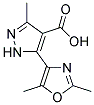 5-(2,5-dimethyl-1,3-oxazol-4-yl)-3-methyl-1H-pyrazole-4-carboxylic acid 结构式
