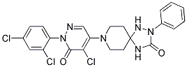 8-(5-Chloro-1-(2,4-dichlorophenyl)-6-oxo-1,6-dihydro-4-pyridazinyl)-2-phenyl-1,2,4,8-tetraazaspiro(4.5)decan-3-one 结构式