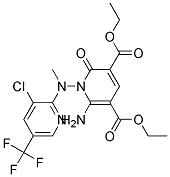 Diethyl 6-amino-1-((3-chloro-5-(trifluoromethyl)-2-pyridinyl)(methyl)amino)-2-oxo-1,2-dihydro-3,5-pyridinedicarboxylate 结构式