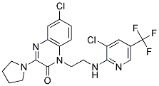 6-Chloro-1-(2-((3-chloro-5-(trifluoromethyl)-2-pyridinyl)amino)ethyl)-3-(1-pyrrolidinyl)-2(1H)-quinoxalinone 结构式