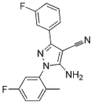 5-amino-1-(5-fluoro-2-methylphenyl)-3-(3-fluorophenyl)-1H-pyrazole-4-carbonitrile 结构式