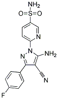 6-[5-amino-4-cyano-3-(4-fluorophenyl)-1H-pyrazol-1-yl]pyridine-3-sulfonamide 结构式