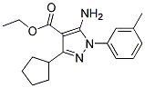 ethyl 5-amino-3-cyclopentyl-1-(3-methylphenyl)-1H-pyrazole-4-carboxylate 结构式