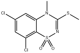 6,8-DICHLORO-4-METHYL-3-METHYLTHIO-4H-1,2,4-BENZOTHIADIAZIN-1,1-DIOXIDE 结构式
