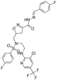 N-(2-((3-Chloro-5-(trifluoromethyl)-2-pyridinyl)amino)ethyl)-4-fluoro-N-((3-((2-((4-fluorophenyl)methylene)hydrazino)carbonyl)-4,5-dihydro-5-isoxazolyl)methyl)benzenesulfonamide 结构式