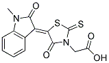 [(5Z)-5-(1-Methyl-2-oxo-1,2-dihydro-3H-indol-3-ylidene)-4-oxo-2-thioxo-1,3-thiazolidin-3-yl]acetic acid 结构式