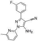 5-amino-3-(3-fluorophenyl)-1-(6-methylpyridin-2-yl)-1H-pyrazole-4-carbonitrile 结构式