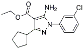 ethyl 5-amino-1-(3-chlorophenyl)-3-cyclopentyl-1H-pyrazole-4-carboxylate 结构式