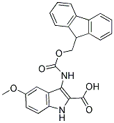 3-{[(9H-fluoren-9-ylmethoxy)carbonyl]amino}-5-methoxy-1H-indole-2-carboxylic acid 结构式