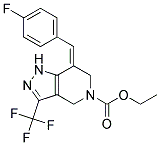 7-(E)-p-Fluorobenzylidene-5-ethoxycarbonyl-4,5,6,7-tetrahydro-3-(trifluoromethyl)pyrazolo-[4,3-c]-pyridine 结构式