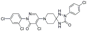 8-(5-Chloro-1-(2,4-dichlorophenyl)-6-oxo-1,6-dihydro-4-pyridazinyl)-2-(4-chlorophenyl)-1,2,4,8-tetraazaspiro(4.5)decan-3-one 结构式