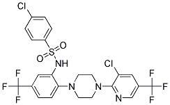 4-Chloro-N-(2-(4-(3-chloro-5-(trifluoromethyl)-2-pyridinyl)piperazino)-5-(trifluoromethyl)phenyl)benzenesulfonamide 结构式