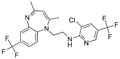 3-Chloro-N-(2-(2,4-dimethyl-7-(trifluoromethyl)-1H-1,5-benzodiazepin-1-yl)ethyl)-5-(trifluoromethyl)-2-pyridinamine 结构式