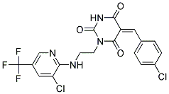 5-((4-Chlorophenyl)methylene)-1-(2-((3-chloro-5-(trifluoromethyl)-2-pyridinyl)amino)ethyl)-2,4,6(1H,3H,5H)-pyrimidinetrione 结构式