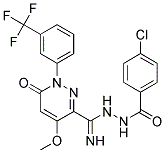 4-Chloro-N'-(imino(4-methoxy-6-oxo-1-(3-(trifluoromethyl)phenyl)-1,6-dihydro-3-pyridazinyl)methyl)benzenecarbohydrazide 结构式