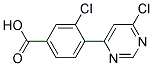 3-Chloro-4-(6-chloro-pyrimidin-4-yl)-benzoic acid 结构式