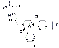 N-(2-((3-Chloro-5-(trifluoromethyl)-2-pyridinyl)amino)ethyl)-4-fluoro-N-((3-(hydrazinocarbonyl)-4,5-dihydro-5-isoxazolyl)methyl)benzenesulfonamide 结构式