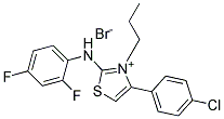 4-(4-Chlorophenyl)-2-(2,4-difluorophenylamino)-3-propyl-1,3-thiazol-3-ium bromide 结构式