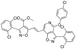 Methyl 5-(2-(4-(4-chlorophenoxy)-3-(2,6-dichlorophenyl)isoxazolo[4,5-c]pyridin-7-yl)vinyl)-3-(2,6-dichlorophenyl)-4-isoxazolecarboxylate 结构式