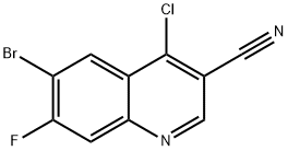 6-BROMO-4-CHLORO-7-FLUORO-QUINOLINE-3-CARBONITRILE 结构式