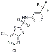 5,7-Dichlorothiazolo[4,5-d]pyrimidin-2-sulfonicacid(3-trifluoromethylphenyl)amide 结构式