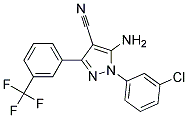 5-amino-1-(3-chlorophenyl)-3-[3-(trifluoromethyl)phenyl]-1H-pyrazole-4-carbonitrile 结构式