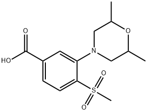 3-(2,6-二甲基吗啉代)-4-(甲基磺酰基)苯甲酸 结构式