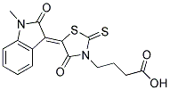 4-[(5Z)-5-(1-Methyl-2-oxo-1,2-dihydro-3H-indol-3-ylidene)-4-oxo-2-thioxo-1,3-thiazolidin-3-yl]butanoic acid 结构式