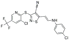 5-(2-(4-Chloroanilino)vinyl)-3-((3-chloro-5-(trifluoromethyl)-2-pyridinyl)sulfanyl)-4-isothiazolecarbonitrile 结构式