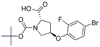 (2S,4R)-4-(4-bromo-2-fluorophenoxy)-1-(tert-butoxycarbonyl)pyrrolidine-2-carboxylic acid 结构式