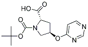 (2S,4R)-1-(tert-butoxycarbonyl)-4-(pyrimidin-4-yloxy)pyrrolidine-2-carboxylic acid 结构式