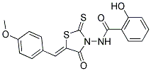 2-Hydroxy-N-[(5Z)-5-(4-methoxybenzylidene)-4-oxo-2-thioxo-1,3-thiazolidin-3-yl]benzamide 结构式