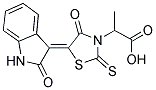 2-[(5Z)-4-OXO-5-(2-OXO-1,2-DIHYDRO-3H-INDOL-3-YLIDENE)-2-THIOXO-1,3-THIAZOLIDIN-3-YL]PROPANOIC ACID 结构式