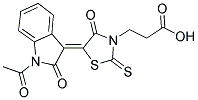 3-[5-(1-Acetyl-2-oxo-1,2-dihydro-indol-3-ylidene)-4-oxo-2-thioxo-thiazolidin-3-yl]-propionic acid 结构式