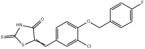 5-((3-CHLORO-4-[(4-FLUOROBENZYL)OXY]PHENYL)METHYLENE)-2-THIOXO-1,3-THIAZOLAN-4-ONE 结构式