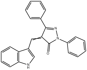 4-(Indol-3-ylmethylene)-1,3-diphenyl-2-pyrazolin-5-one 结构式