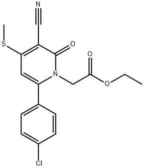 ETHYL 2-[6-(4-CHLOROPHENYL)-3-CYANO-4-(METHYLSULFANYL)-2-OXO-1(2H)-PYRIDINYL]ACETATE 结构式