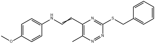 N-(2-[3-(BENZYLSULFANYL)-6-METHYL-1,2,4-TRIAZIN-5-YL]VINYL)-4-METHOXYANILINE 结构式