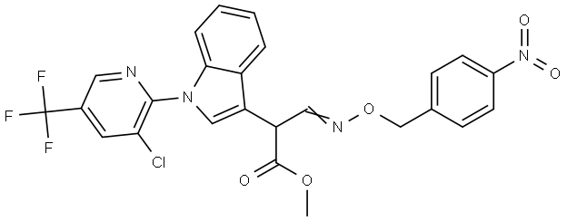 Methyl 2-(1-[3-chloro-5-(trifluoromethyl)-2-pyridinyl]-1H-indol-3-yl)-3-([(4-nitrobenzyl)oxy]imino)propanoate 结构式