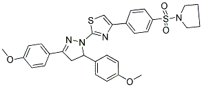 2-(3,5-Bis(4-methoxyphenyl)-4,5-dihydropyrazol-1-yl)-4-(4-(pyrrolidin-1-ylsulfonyl)phenyl)thiazole 结构式