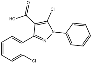 5-Chloro-3-(2-chlorophenyl)-1-phenyl-1H-pyrazole-4-carboxylic acid 结构式