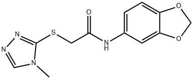 N-BENZO[3,4-D]1,3-DIOXOLAN-5-YL-2-(5-METHYL(2,3,5-TRIAZOLYLTHIO))ETHANAMIDE 结构式