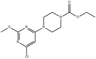 ETHYL 4-[6-CHLORO-2-(METHYLSULFANYL)-4-PYRIMIDINYL]TETRAHYDRO-1(2H)-PYRAZINECARBOXYLATE 结构式