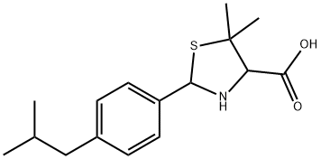 5,5-DIMETHYL-2-(4-(2-METHYLPROPYL)PHENYL)-1,3-THIAZOLIDINE-4-CARBOXYLIC ACID 结构式