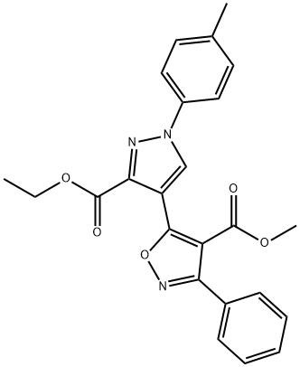 METHYL 5-[3-(ETHOXYCARBONYL)-1-(4-METHYLPHENYL)-1H-PYRAZOL-4-YL]-3-PHENYL-4-ISOXAZOLECARBOXYLATE 结构式