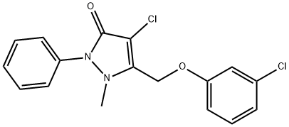 4-Chloro-3-((3-chlorophenoxy)methyl)-2-methyl-1-phenyl-3-pyrazolin-5-one 结构式