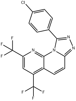 9-(4-CHLOROPHENYL)-2,4-BIS(TRIFLUOROMETHYL)[1,2,4]TRIAZOLO[4,3-A][1,8]NAPHTHYRIDINE 结构式