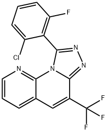 9-(2-CHLORO-6-FLUOROPHENYL)-6-(TRIFLUOROMETHYL)[1,2,4]TRIAZOLO[4,3-A][1,8]NAPHTHYRIDINE 结构式